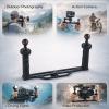 Dual Handle Tray Stabilizer Rig, Aluminum Alloy, Black, 553g - Ergonomic Design, Lightweight Construction, Ideal for Underwater and Handheld view 4
