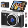 4K Digital Camera for Photography, 64MP Point and Shoot Digital Cameras with 16X Digital Zoom, 2.4 180Flip Screen Compact Travel Camera Auto Focus Vlogging Camera for YouTube Video (Black) view 1