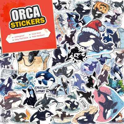 100 PCS Orca Stickers Pack  Waterproof Vinyl Decals for Water Bottles, Laptops, Phones, Notebook, Cars  Cool Vibrant Graphics for Orca Enthusiast
