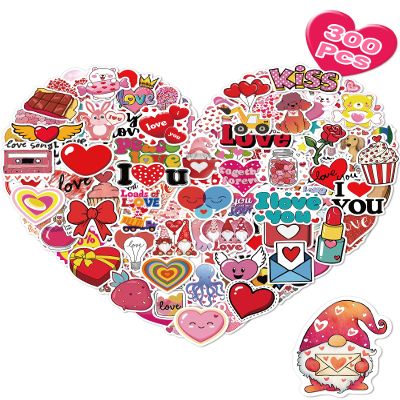 300 Pcs Valentines Day Stickers, Bulk Valentines Day Gifts, Heart Stickers Crafts for Kids Classroom School, Party Favors Decorations for Kids Teens Girls
