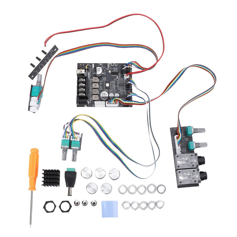 Haofy 2.0 Channel Power Amplifier Board 50W and 50W USB Microphone Speaker System Amplifier Board Module for DIY Speaker Home Theater with Treble and Bass Control