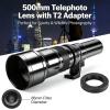 500mm F6.3 Manual Focus Telephoto Lens, Alloy Structure, MC Coating - Ultra Long Fixed Focus, Accurate Achromatic Refraction, Sports and Wildlife Photography (Black) view 2