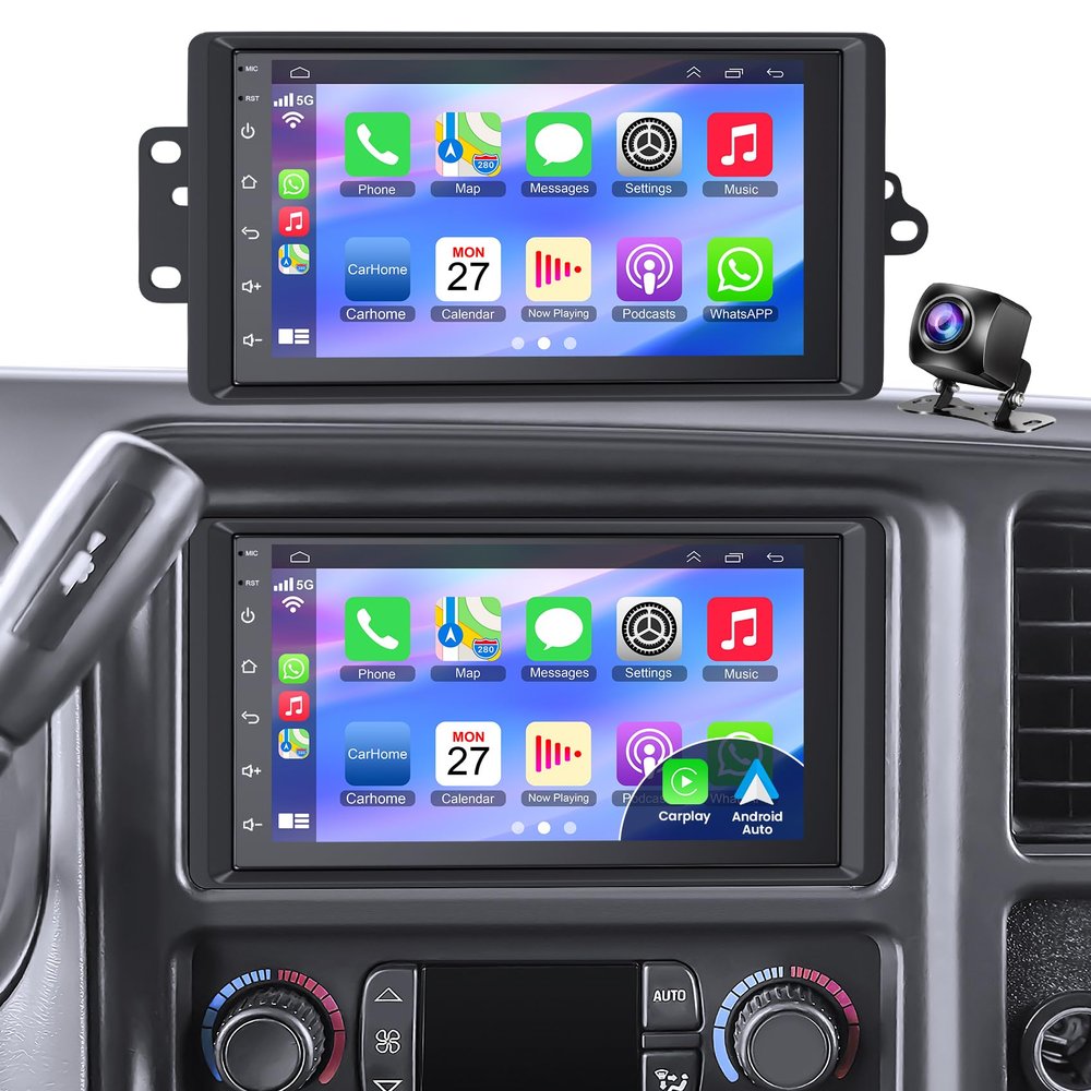 4G+64G Car Radio 8-core for 2003-2006 Chevrolet Chevy Silverado Impala Tahoe GMC Sierra Yukon, 7" IPS Touch Screen Car Stereo Build-in GPS, CarPlay/Android Auto, Backup Camera/DSP/SWC, Android 15.