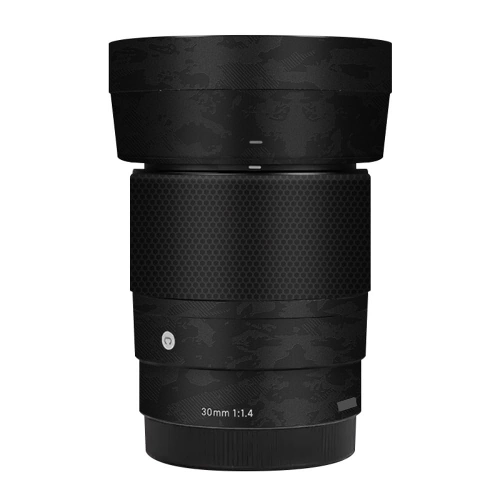 30 1.4 E Camera Lens Skin Accessories Vinyl Wrap Body Protective Film Sticker for Sigma 30mm F1.4 DG DN fit for Sony E Mount Camera Protector Decals (Knight Black)