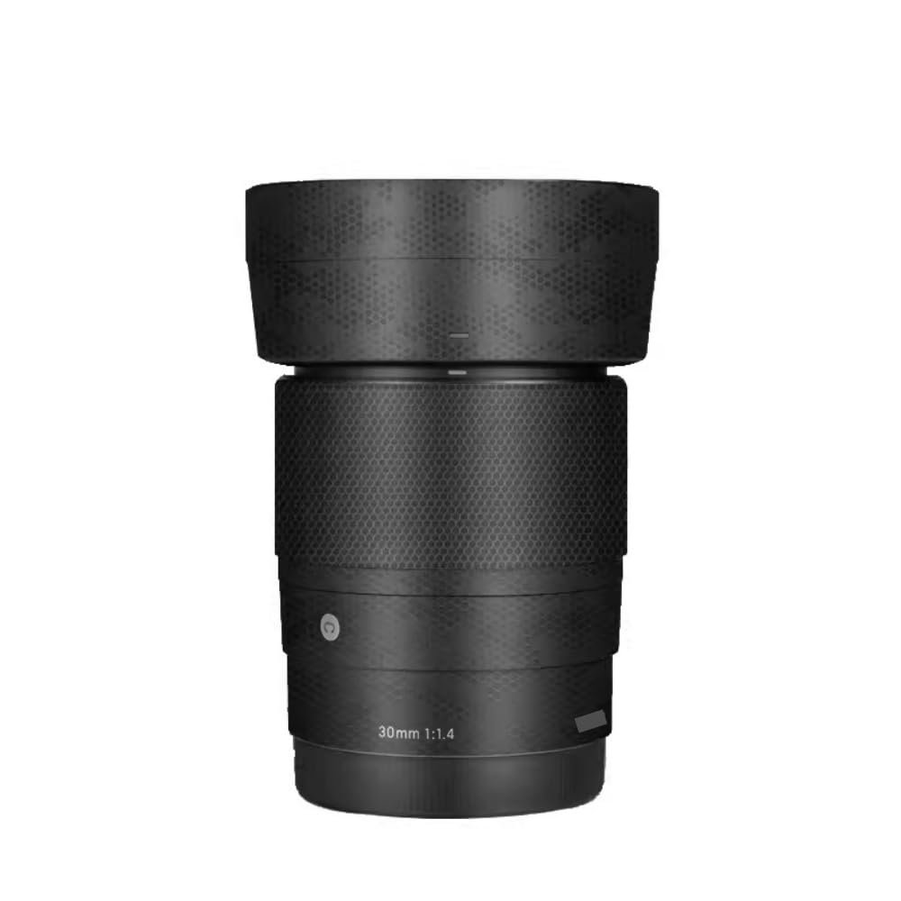 30 1.4 E Camera Lens Skin Accessories Vinyl Wrap Body Protective Film Sticker for Sigma 30mm F1.4 DG DN fit for Sony E Mount Camera Protector Decals (Mamba Black)