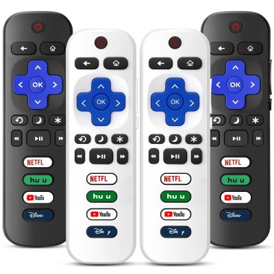 4 Pack Replacement Remote Control Only for Roku TV, Compatible with All TCL/Hisense/Onn/Sharp/Philips / (Not for Roku Stick, Box or Speaker)(Obsidian Black&Glacier White)