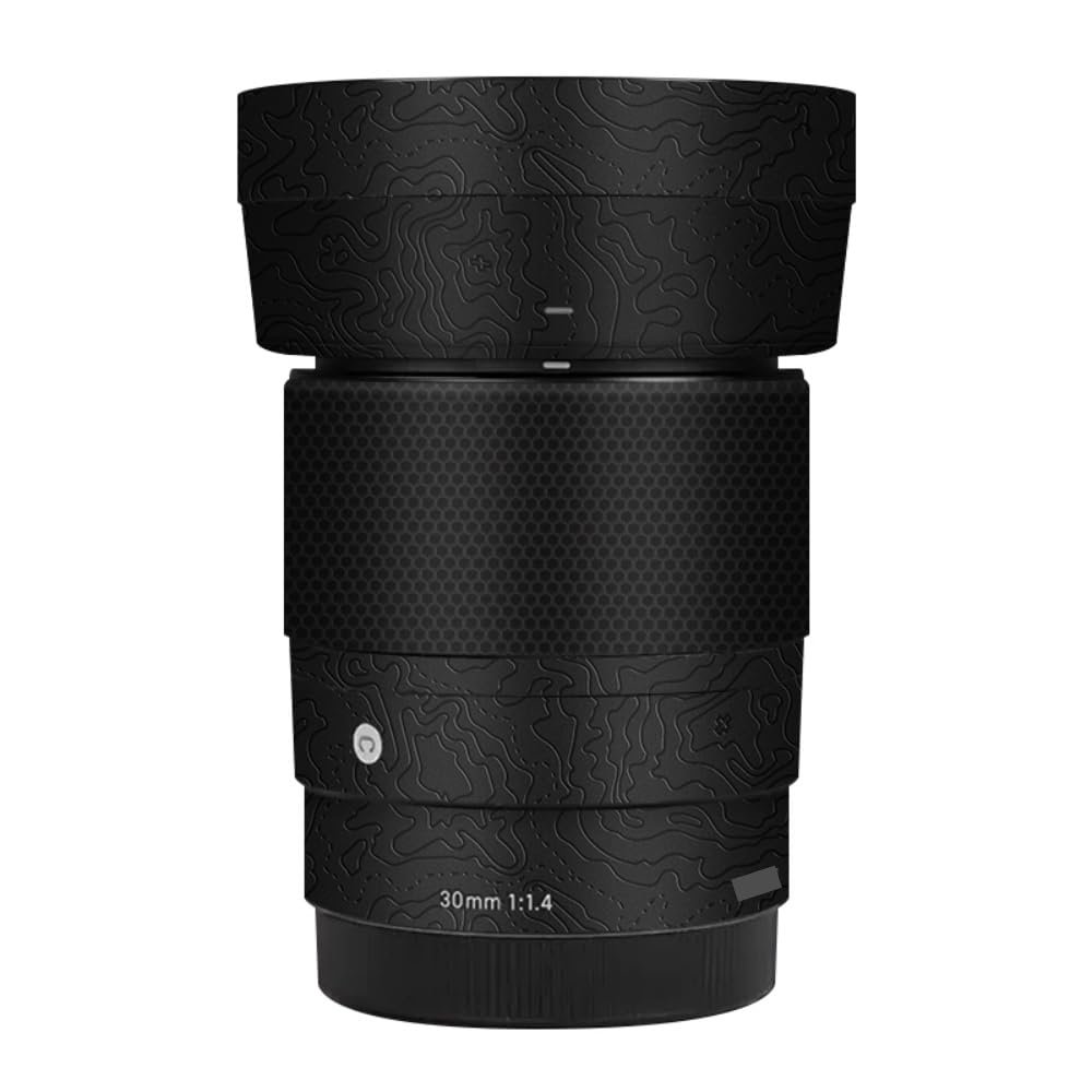 30 1.4 E Camera Lens Skin Accessories Vinyl Wrap Body Protective Film Sticker for Sigma 30mm F1.4 DG DN fit for Sony E Mount Camera Protector Decals (Contour Black Glossy)