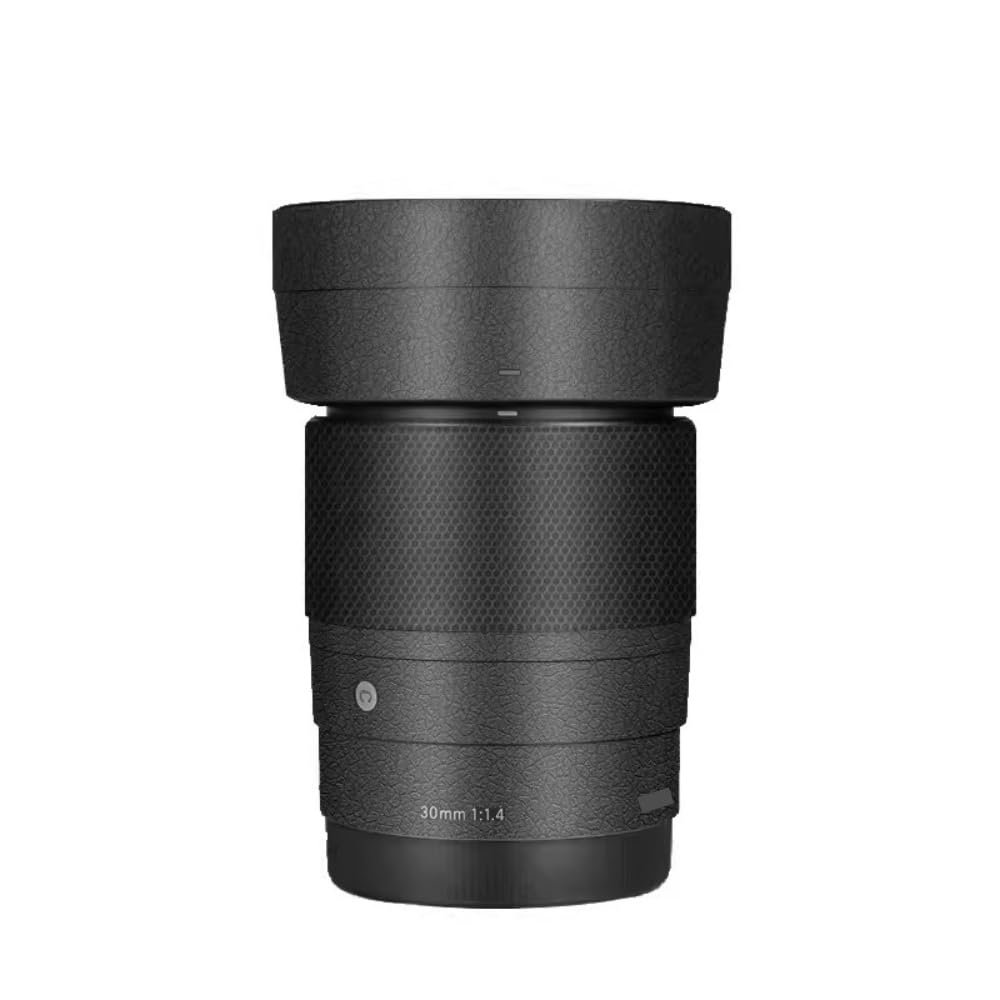 30 1.4 E Camera Lens Skin Accessories Vinyl Wrap Body Protective Film Sticker for Sigma 30mm F1.4 DG DN fit for Sony E Mount Camera Protector Decals (Leather Black)