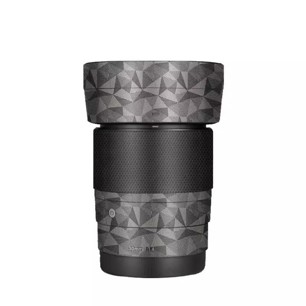 30 1.4 E Camera Lens Skin Accessories Vinyl Wrap Body Protective Film Sticker for Sigma 30mm F1.4 DG DN fit for Sony E Mount Camera Protector Decals (Triangle Titanium)