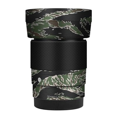 30 1.4 E Camera Lens Skin Accessories Vinyl Wrap Body Protective Film Sticker for Sigma 30mm F1.4 DG DN fit for Sony E Mount Camera Protector Decals (Tiger Stripe Camo)
