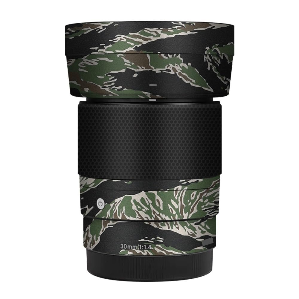 30 1.4 E Camera Lens Skin Accessories Vinyl Wrap Body Protective Film Sticker for Sigma 30mm F1.4 DG DN fit for Sony E Mount Camera Protector Decals (Tiger Stripe Camo)