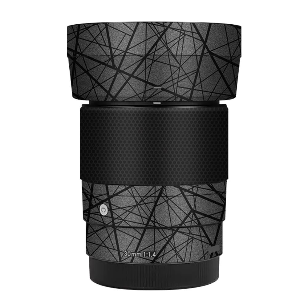 30 1.4 E Camera Lens Skin Accessories Vinyl Wrap Body Protective Film Sticker for Sigma 30mm F1.4 DG DN fit for Sony E Mount Camera Protector Decals (Cross Gray)