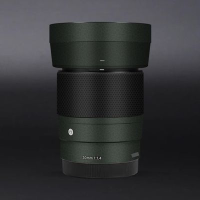 30 1.4 E Camera Lens Skin Accessories Vinyl Wrap Body Protective Film Sticker for Sigma 30mm F1.4 DG DN fit for Sony E Mount Camera Protector Decals (Leather Green)