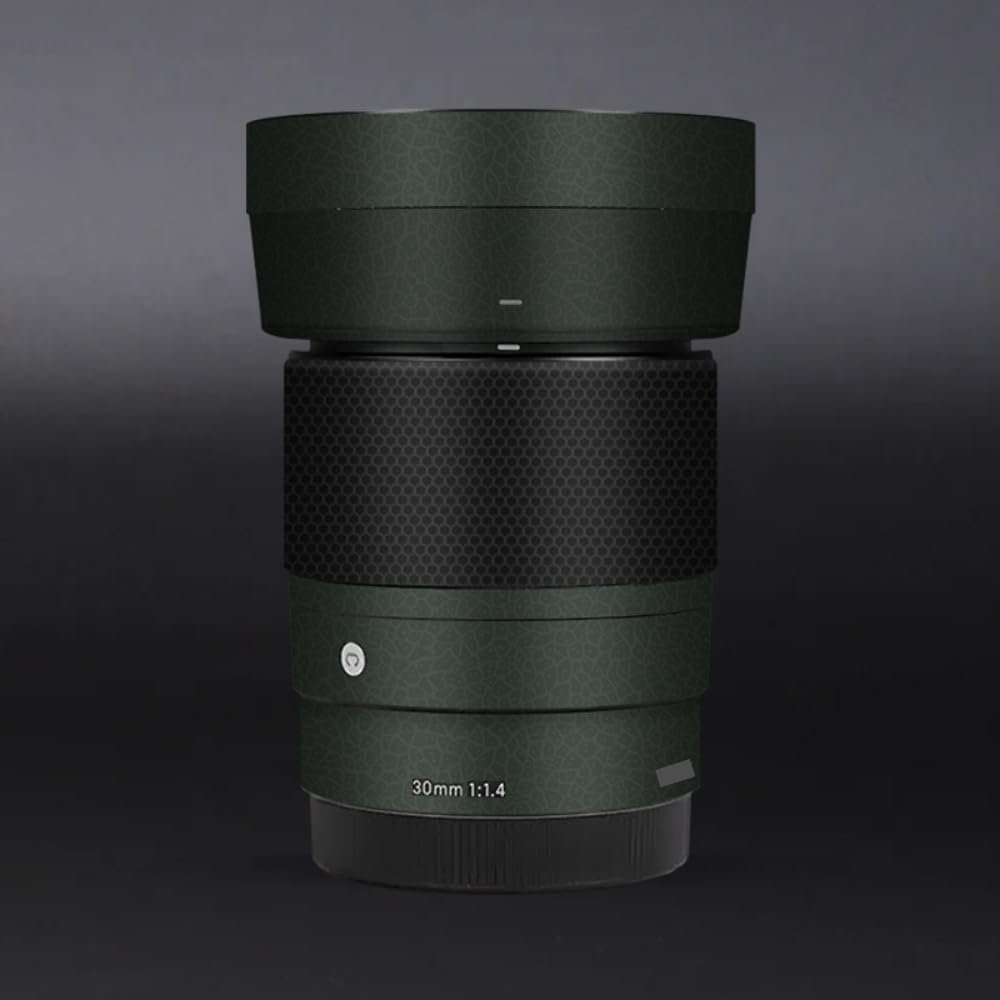 30 1.4 E Camera Lens Skin Accessories Vinyl Wrap Body Protective Film Sticker for Sigma 30mm F1.4 DG DN fit for Sony E Mount Camera Protector Decals (Leather Green)