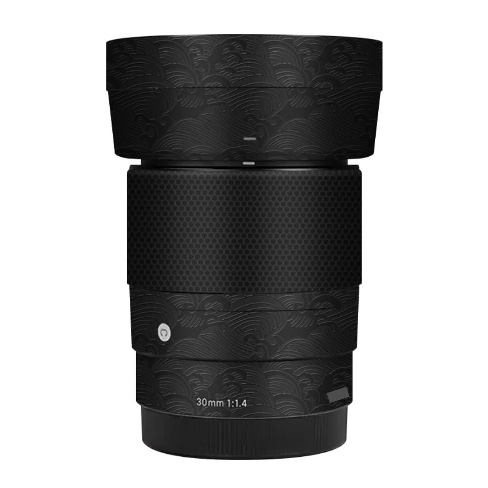 30 1.4 E Camera Lens Skin Accessories Vinyl Wrap Body Protective Film Sticker for Sigma 30mm F1.4 DG DN fit for Sony E Mount Camera Protector Decals (Wave Black)