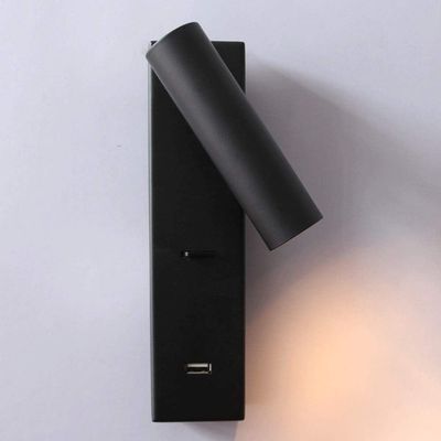 Adjustable LED Wall Lamp with USB Charger - Black Bedside Reading Light, Table Desk Spotlight, Ideal for Shelves and Chaners (4000K)