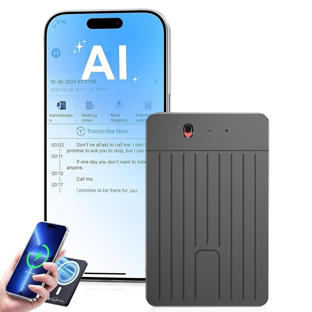 AI Voice Recorder, LED Indicator, 58 Languages Smart Voice Recording Device,Triple Noise Cancelation, for Transcription, Translation(A,128GB)
