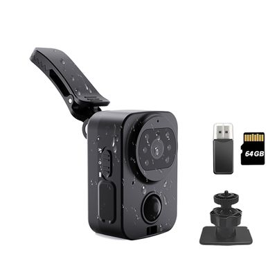 AIROTIVE Mini Body Camera with Audio & Video Recording-1080P Wearable POV Cam with 64GB Card, Night Vision, IP45 Waterproof & PIR Motion Detection, for Body Worn, Cycling, Outdoor&Indoor Security