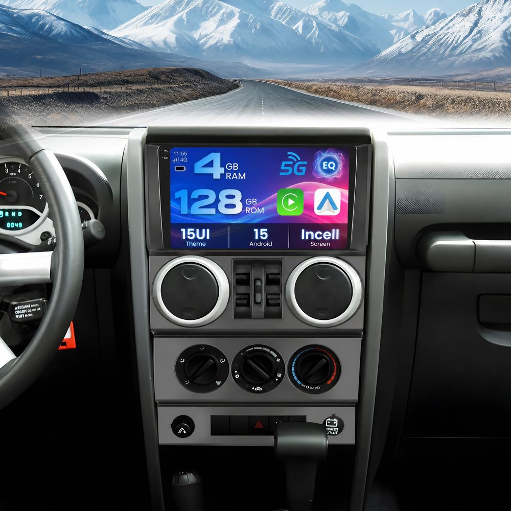 Inefala 4+128G Radio for Jeep Wrangler 4 Doors 2007-2010 Android 15 Stereo