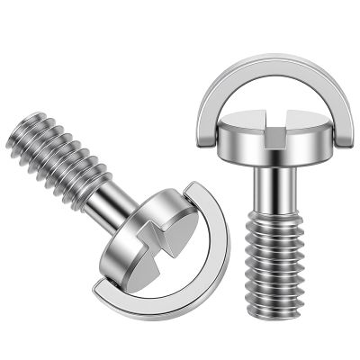 2 Pcs 1/4-20 Thread D-Ring Camera Fixing Screws, Stainless Steel Tripod Camera Mount Screw Quick Release Mounting Screw Adapter for Camera Camcorder Tripod Monopod QR Quick Release Plate