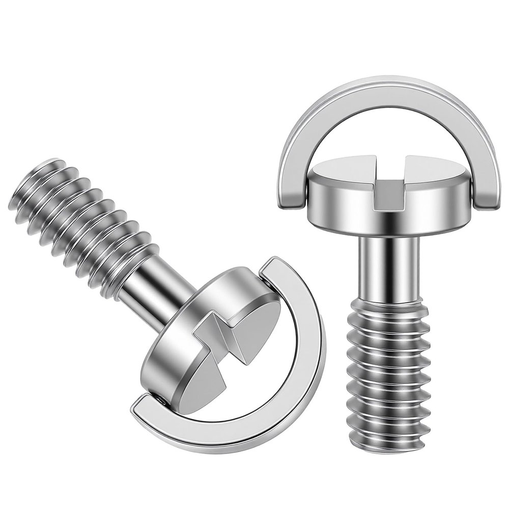 2 Pcs 1/4-20 Thread D-Ring Camera Fixing Screws, Stainless Steel Tripod Camera Mount Screw Quick Release Mounting Screw Adapter for Camera Camcorder Tripod Monopod QR Quick Release Plate