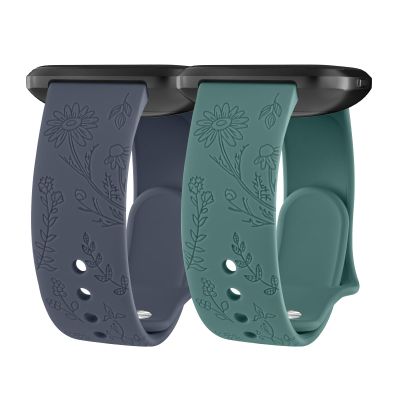 2 Pack Waterproof Bands for Fitbit Versa 2 Bands for Women Men, Soft Breathable Silicone Sport Replacement Wristbands (2 Pack D)