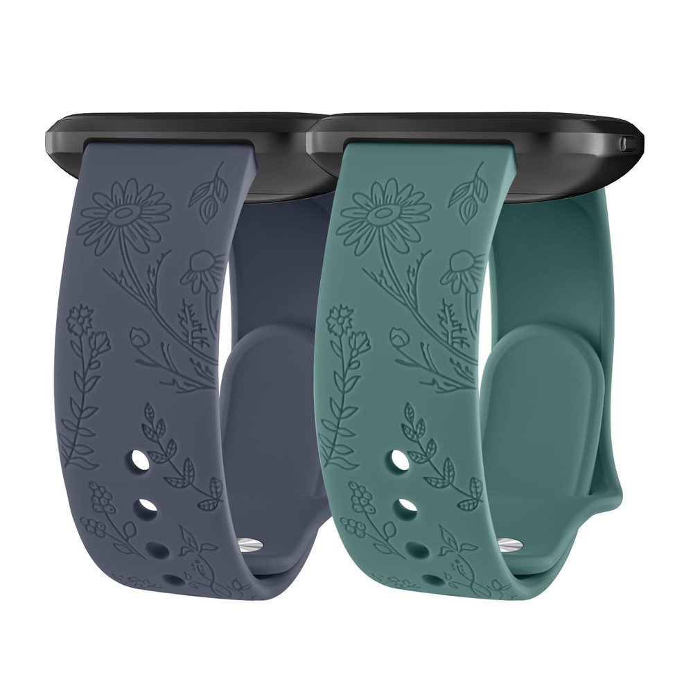 2 Pack Waterproof Bands for Fitbit Versa 2 Bands for Women Men, Soft Breathable Silicone Sport Replacement Wristbands (2 Pack D)