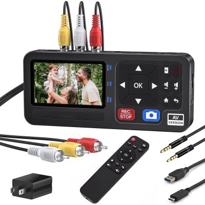 VHS to Digital Converter, Analog Video to Digital Recorder 1080P with Remote from VHS VCR DVR DVD Hi8 Mini DV Players Camcorder Retro Gaming Consoles