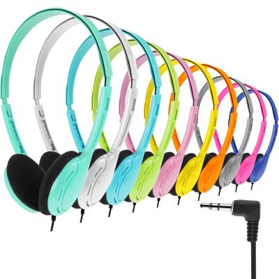 Yunsailing 10 Pack Bulk Over Ear Headphones Set On Ear Headsets Earphones with Adjustable Headband and 3.5mm Plug for Group Learning, Computer Lab, Library, Online Lesson (Macaron 10 Color)