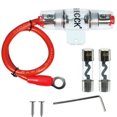VIBICCK 8 Gauge AWG 1ft Power Wire with 100A AGU Fuse Holder Oxygen-Free Copper Holder for Car Audio, Alarm, Amplifier, Compressors (100A)