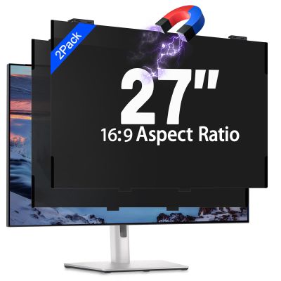 2 Pack 27 Inch Magnetic Computer Privacy Screen Filter for Monitor 16:9 Aspect Ratio, Removable Hanging Privacy Screen Shield, Anti Blue Light Filter, Anti-Glare Protector