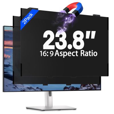 2 Pack 23.8 Inch Magnetic Computer Privacy Screen Filter for Monitor 16:9 Aspect Ratio, Removable Hanging Privacy Screen Shield, Anti Blue Light Filter, Anti-Glare Protector