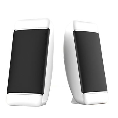 2 Pieces Wired Computer Speakers USB + AUX Mini PC Speaker for Laptop Desktop Phone 5W Audio Multimedia Loudspeaker with High Fidelity Sound (White)