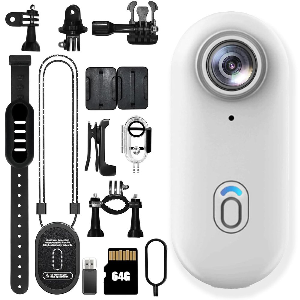 DianSCJ Action Camera, Mini Body Cam with Magnetic Clip, Wearable Sports Recording Camera, Video Recorder with Ipx7 Waterproof Underwater Camcorder, for Motorcycle, Bicycle, Diving, Travel (64G*B)