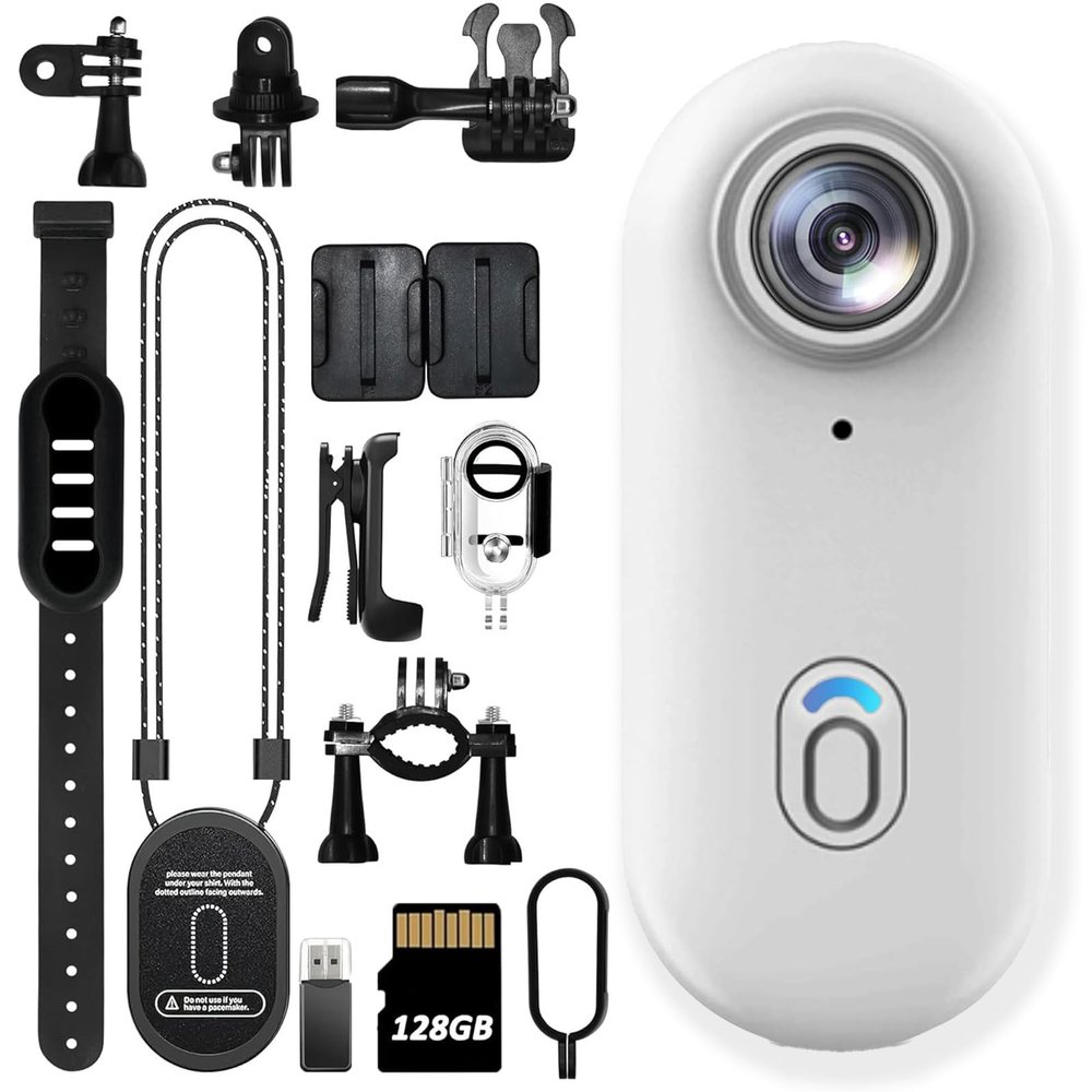 DianSCJ Action Camera, Mini Body Cam with Magnetic Clip, Wearable Sports Recording Camera, Video Recorder with Ipx7 Waterproof Underwater Camcorder, for Motorcycle, Bicycle, Diving, Travel (128G*B)