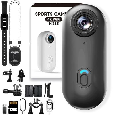 DianSCJ Action Camera, Body Cameras with Audio and Video Recording, Ipx7 Waterproof Underwater Camcorder, 360 Rotation Wearable Sports Camera, for Motorcycle, Bicycle, Diving, Travel (128G*A)