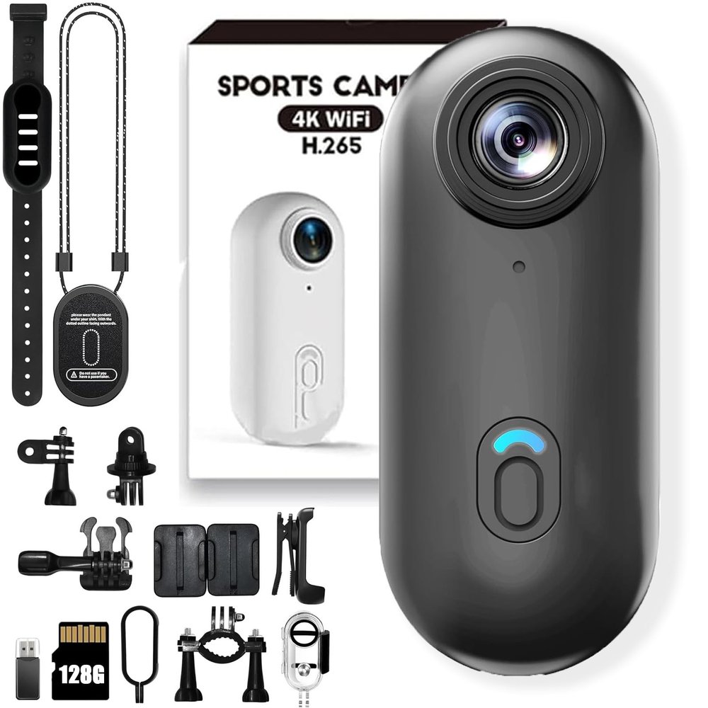 DianSCJ Action Camera, Body Cameras with Audio and Video Recording, Ipx7 Waterproof Underwater Camcorder, 360 Rotation Wearable Sports Camera, for Motorcycle, Bicycle, Diving, Travel (128G*A)