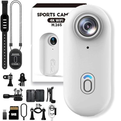 DianSCJ Action Camera, Body Cameras with Audio and Video Recording, Ipx7 Waterproof Underwater Camcorder, 360 Rotation Wearable Sports Camera, for Motorcycle, Bicycle, Diving, Travel (64G*B)