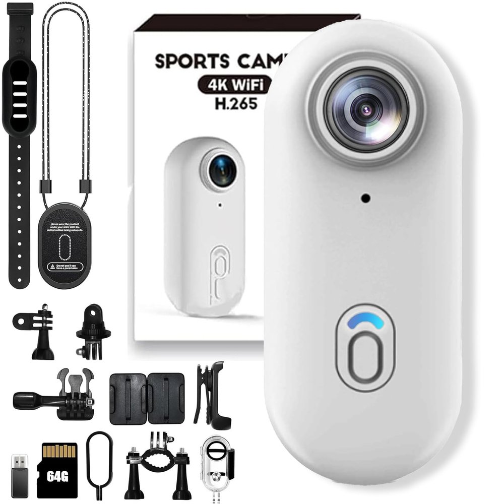 DianSCJ Action Camera, Body Cameras with Audio and Video Recording, Ipx7 Waterproof Underwater Camcorder, 360 Rotation Wearable Sports Camera, for Motorcycle, Bicycle, Diving, Travel (64G*B)