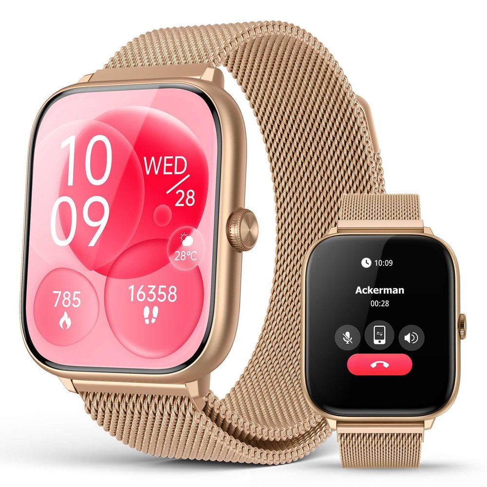 Smart Watch for Women with Blood Pressure Monitor, 2.06" AMOLED Display, IP68 Waterproof Fitness Tracker, 118 Sports Modes, Heart Rate/SpO2/Sleep Monitor, Gift for Her, Compatible with Android iPhone