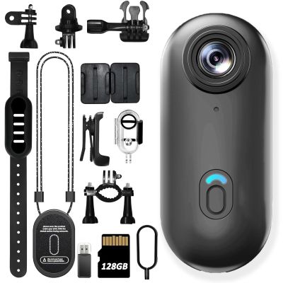 DianSCJ Action Camera, Mini Body Cam with Magnetic Clip, Wearable Sports Recording Camera, Video Recorder with Ipx7 Waterproof Underwater Camcorder, for Motorcycle, Bicycle, Diving, Travel (128G*A)