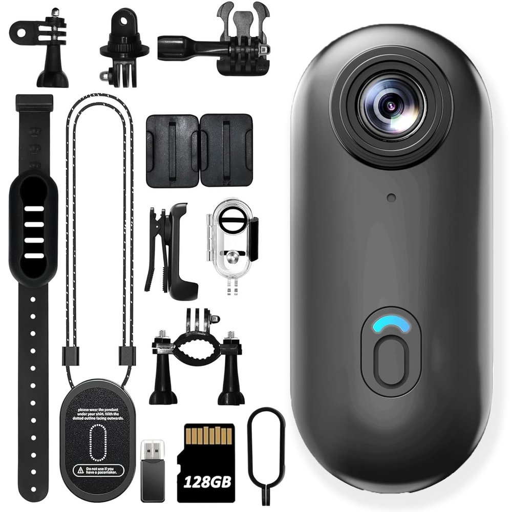 DianSCJ Action Camera, Mini Body Cam with Magnetic Clip, Wearable Sports Recording Camera, Video Recorder with Ipx7 Waterproof Underwater Camcorder, for Motorcycle, Bicycle, Diving, Travel (128G*A)