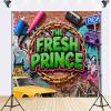 10x6.5ft Fresh Prince Photography Backdrop, Hip Hop 90s Style Graffiti Wall Gold Chain Design Party Banner Decorations Photoshoot Studio Props Fabric view 2