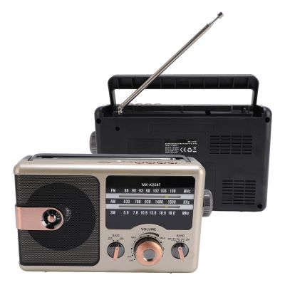 Sanpyl Portable Radio, AM FM SW Full Band Radio, Music Player Support Bluetooth Storage Memory Card Playback (Gold)