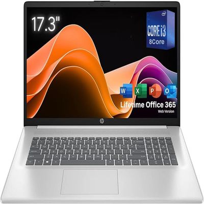 HP 17.3" FHD Laptop with Office 365 for The Web  Intel 6-Cores  64GB RAM  2TB SSD  10-Key Number Pad  Windows 11 Home W/O Mouse