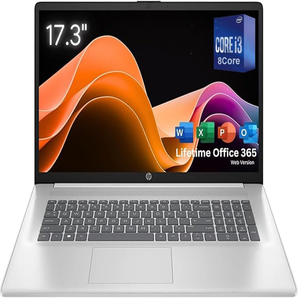 HP 17.3" FHD Laptop with Office 365 for The Web  Intel 6-Cores  64GB RAM  2TB SSD  10-Key Number Pad  Windows 11 Home W/O Mouse