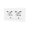 Black PC European Standard Dual 16A Wall Socket with USB Charging Port, USB Plug Adapter 220V Power Socket Strip 146mm*86mm(110-250V_Grey(2 USB)) view 3