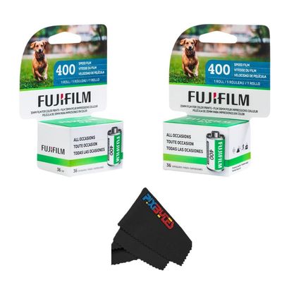 Fujifilm Fujicolor 400/200 ISO 35mm Color Film 3 Pack (36 Exposures Each) + PixiBytes Microfiber Cleaning Cloth Color Negative Film (400 Speed, 2 Single Roll)