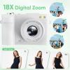 4K Digital Camera for Photography- 50MP Autofocus Vlogging Camera with 2.8" 180Flip Screen, 18X Digital Zoom- Compact Point and Shoot Camera with 32GB TF for YouTube, Travel, Beginners, White view 4