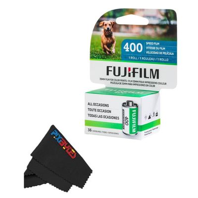 Fujifilm Fujicolor 400/200 ISO 35mm Color Film (36 Exposures) + PixiBytes Microfiber Cleaning Cloth Color Negative Film (400 Speed, 1 Single Roll)